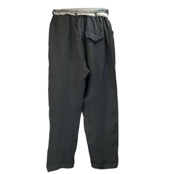 M Womens Dark Gray M 100% Linen Belt Pockets Career/ Luxury Classic SummerPants - Picture 2 of 7